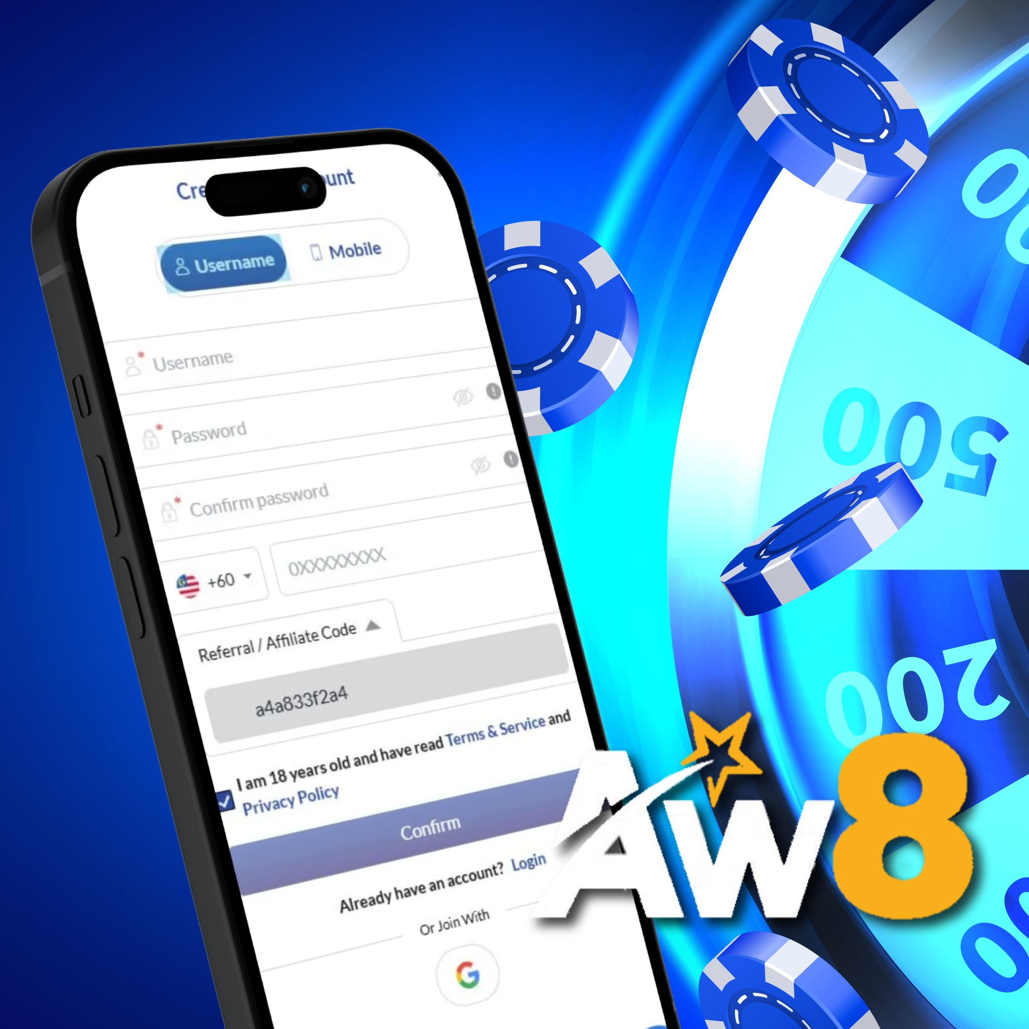 how to sign up new acount at aw8 casino